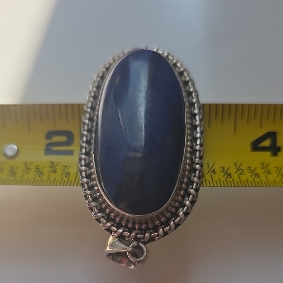 Hallmarked Sterling Silver Lapis Lazuli Vincent Gulino Large Pendant 26.9grams - Picture 7 of 11